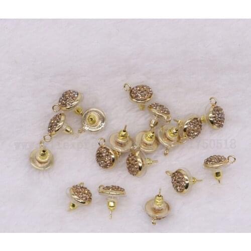 20 pairs Round shape stud earrings jewelry finding 10mm golden beads handcrafted gems stone fashion jewelry finding studs 2842