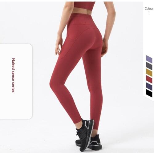 2021 Sport Leggings Women Yoga Pants Pockets Lulu Leggings Push Up High Waist Training Pants Jogging Gym Clothing Sportswear