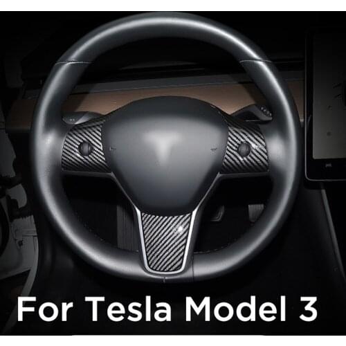 For Tesla Model 3 Car Steering Wheel Patch Decorative ABS Plastic Auto Accessories Styling Automotive Interior Stickers 3pcs