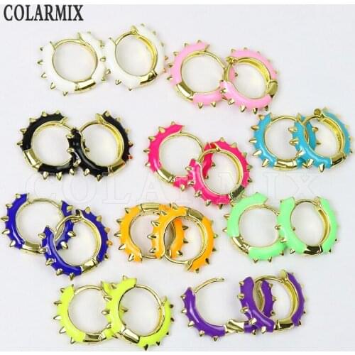 8 Pairs Enamel Hoop earrings Punk round Enamel colorful earrings Fashion Hoop earrings jewelry Round earrings for women 51503