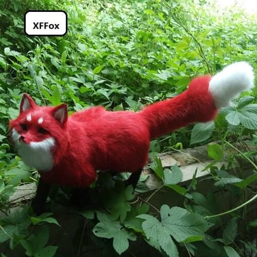 Big creative real life red fox model plastic&furs simulation standing fox doll gift about 55x23cm xf1808
