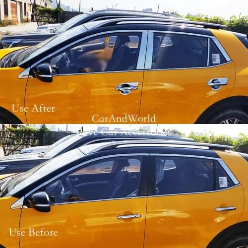 For Kia STONIC 2018-2021 Stainless Steel Car Door Glass Window Pillar Frame Cover Middle Column Garnish Trims Accessories