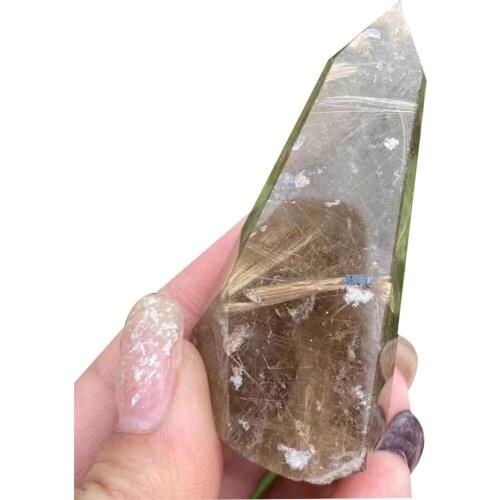 Healing Crystal Tower Rutile Quartz Obelisk Natural Stones for Spiritual Meditation, Collection Mineral Gift Home Decoration