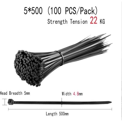 Super Quality Plastic nylon cable tie 5mmx500 5*100 5*200 5*300 5*400 5*500 International Standard Zip Tie