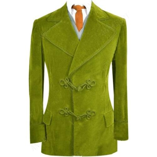 Tailor Velvet Men Suit With Black Pant Slim Fit Groom Tuxedo Piece Custom Prom Wedding Suits Groom Wear Terno Masculino 2Pieces