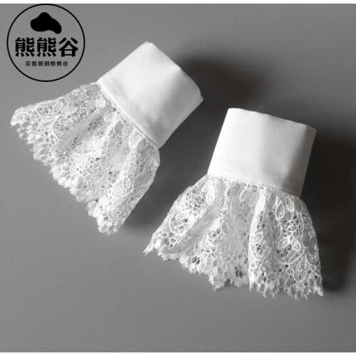 Lace openwork lace fake sleeves Fashion wild Pleated Hollow pure cotton hollow wrist set trumpet cuff sweater coat decorative