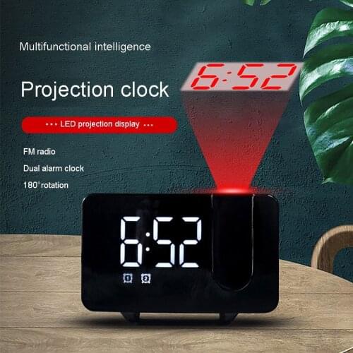 LED Radio Projection Alarm Clock Digital Multifunctional large screen display electronic clock FM Radio/Mobile Phone Charging