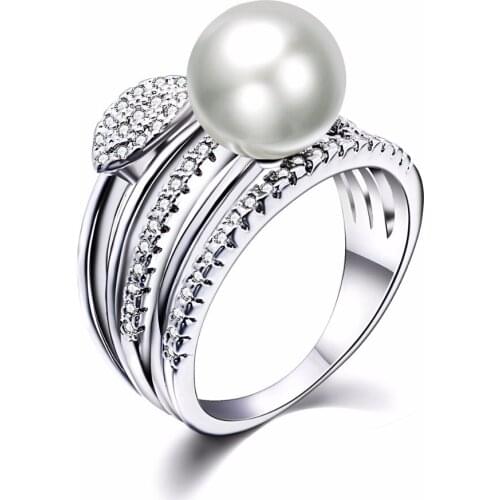 Lose money Fashion rings with White Pearl for women Setting with CZ Fashion Party Ring dropshipping