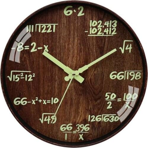 Math Wall Clocks, Night Light Silent Wall Clock for Mathematics Teacher Gift, Decorative Wall Clock for School, Home