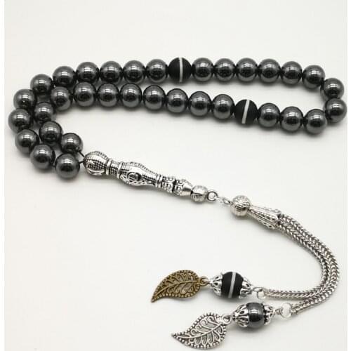 Natural stone Hematite Tasbih tassel agatee and Hematite prayer beads 33 66 99beads stone Rosary