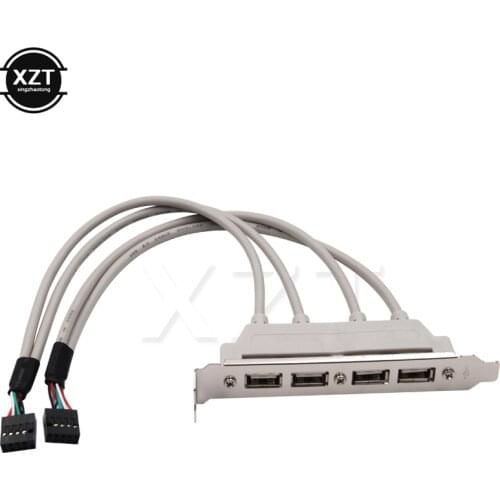 NEW USB 2.0 4 Port Rear Panel PCI Bracket to Dual 9-Pin Motherboard Header Cable for Computer Rear Panel Bracket