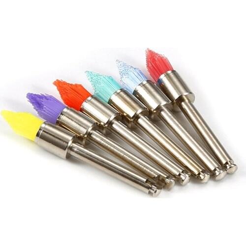10pcs Dental Color Polisher Brush Pointed head Nylon White Polishing Brushes Dental Polishing Brush for Contra Angle Disposable