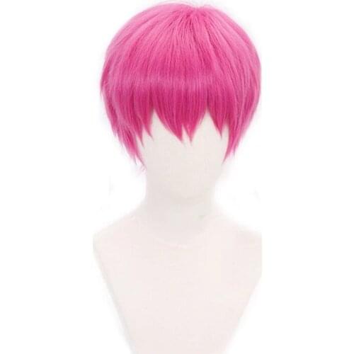 Saiki Kusuo Wig Anime the Disastrous Life of Psi Saiki K.cosplay Short Pink Synthetic Hair Wigs + Wig Cap