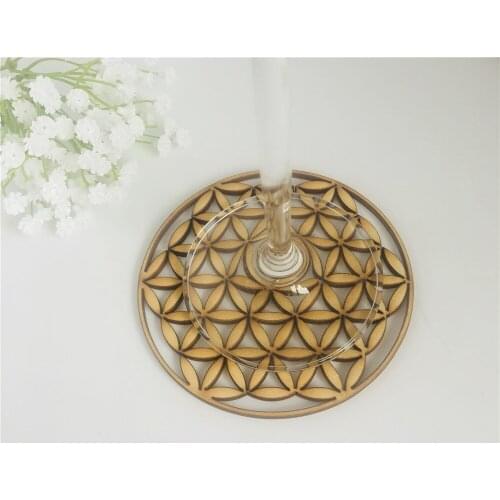 Flower Of Life Wooden Coaster, Drink Holder Wood Gift, Water Harmoniser Spiritual Wooden coaster Beermat Cup Mat Placemats