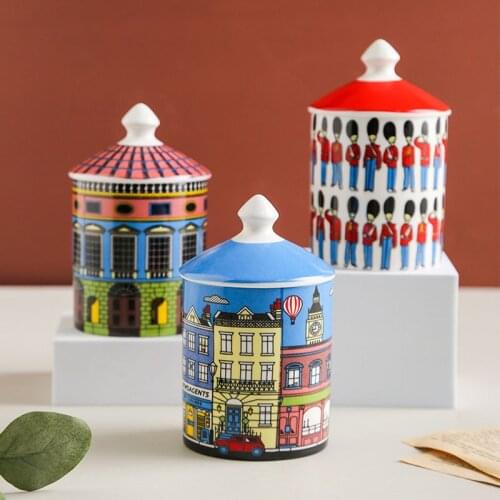 Castle Architecture Candle Holder Diy Handmade Candles Jar Retro Storage Bin Ceramic Caft Home Decoration Jewerlly Storage Box