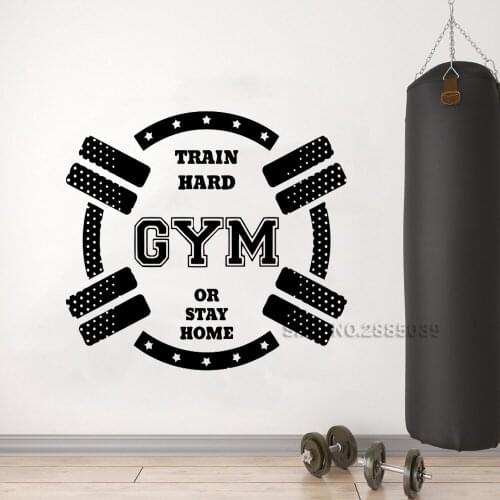 Train Hard or Stay Home Wall Decals Gym Fitness Vinyl Wall Sticker Home Decor Creative Interior Wall Art Sport Wallpapers LC1390