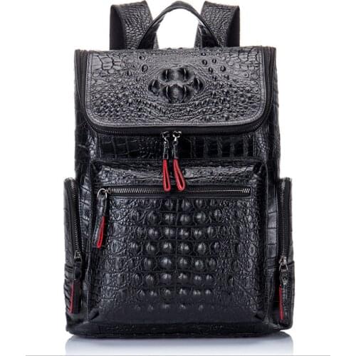 Casual Fashionable Cowhide Travel Backpack for Man Real Cow Skin 2021 New Fashion Crocodile Leather Mens Backpack Mens Bagpack