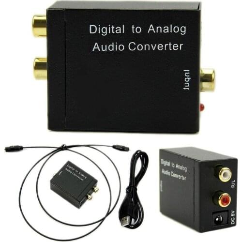 Digital Optical Coaxial Toslink Signal to Analog Audio Converter Adapter RCA Digital To Analog Audio Converter Black