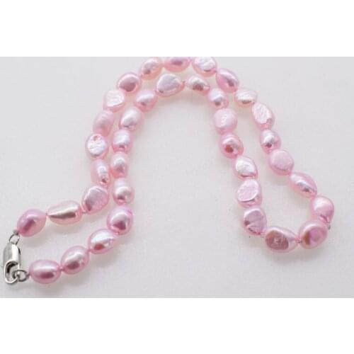 Freshwater pearl 16inch pink baroque 8-10mm chocker necklace 16inch wholesale bead nature gift discount for woman FPPJ