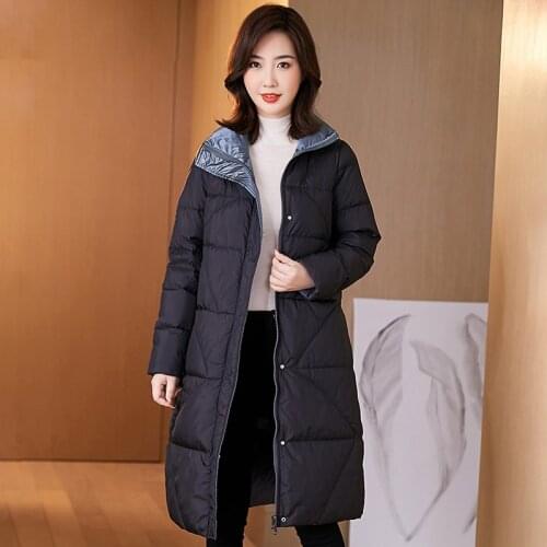 Women 2021 Winter New Double-sided Lightweight White Duck Down Coat Female Thick Warm Puffer Jackets Ladies Stand Collar Outwear