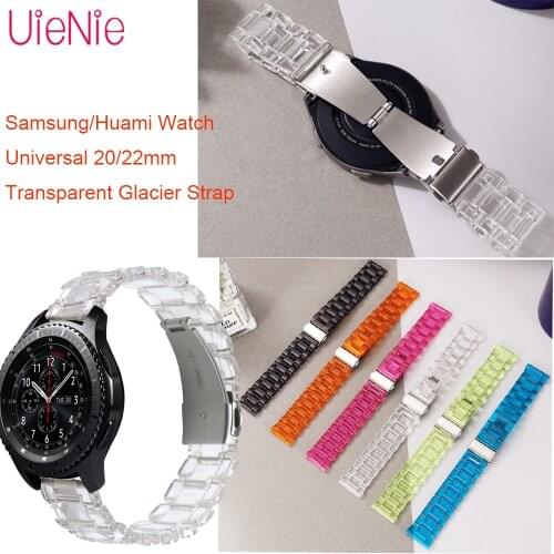 20/22mm Transparent Glacier Strap Belt For Samsung/Huami Watch Universal Colorful Durable Wristband Sport Band Watch Accessories