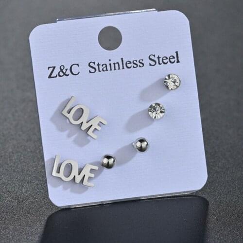 Romantic Love Letter Style Ear Stud Earrings Never Fade Silvery Color Jewelry Creative Unique Anniversary Gift For Women