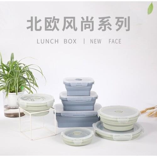 Folding Bowl Outdoor Silicone Lunch Box Microwave Dining Box Storage Box Portable Dining Box Telescopic Bowl Travel Instant Bowl