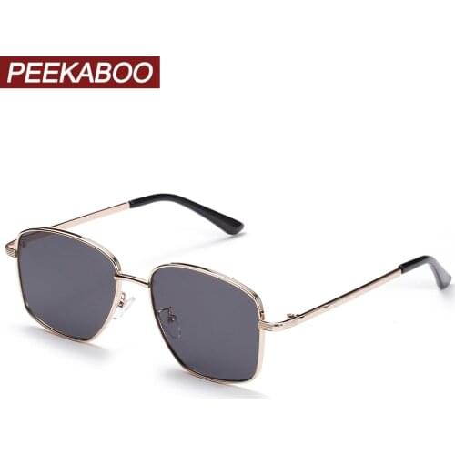 Peekaboo gold square sunglasses for men metal frame brown women retro sun glasses male uv400 dropshipping 2021 gift items