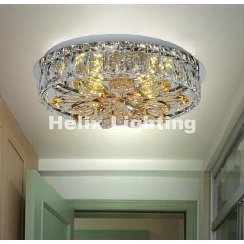 Modern Chrome D340mm 18W LED Crystal Ceiling Light Fixture Chrome LED Ceiling Light Lighting Lamp Flush Mount AC Guaranteed 100