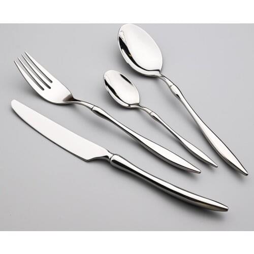 Silverware Bright Silver Dinnerware Set 18/10 Stainless Steel Knife Fork Spoon Cutlery Set Tableware Silverware Set Dropshipping