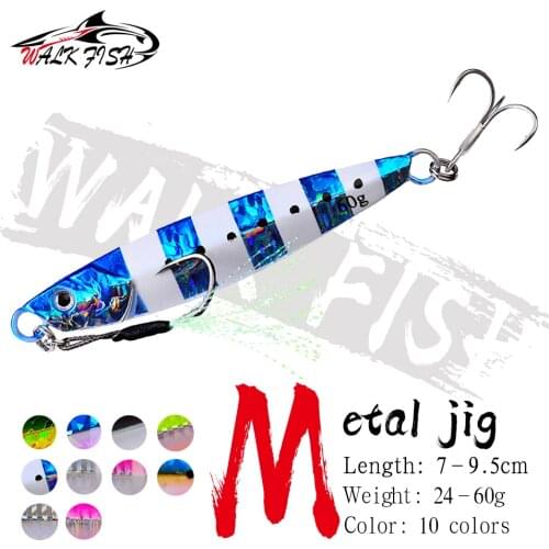WALK FISH Metal Jig Jigging Spoon 24G 30G 40G 60G Shore Casting Jig Drag Cast Sea Bass Lure Artificial Bait Fishing Tackle