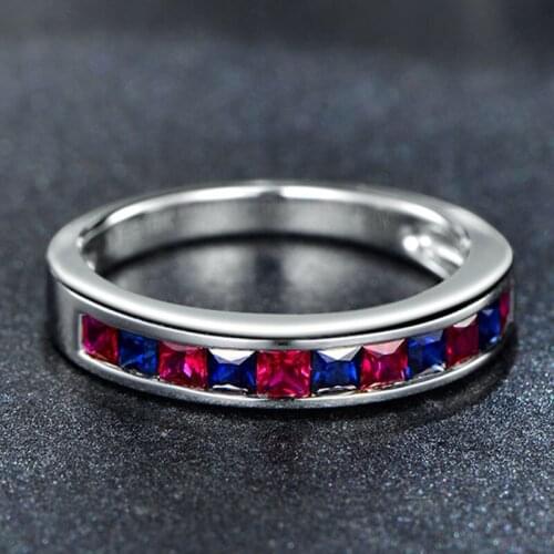 BLACK ANGEL Sapphire Pink Gemstone CZ Rings for Women Stackable Match Joker Wedding Statement 925 Sterling Silver Fine Jewelry