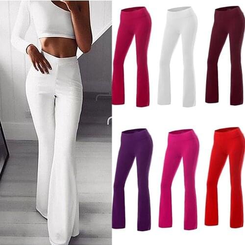INFILAR Women Yoga Pants Cotton Femme Flared Leggings Boot Cut High Waist Flare Pants Fashion Comfortable Bell-bottomed Trousers