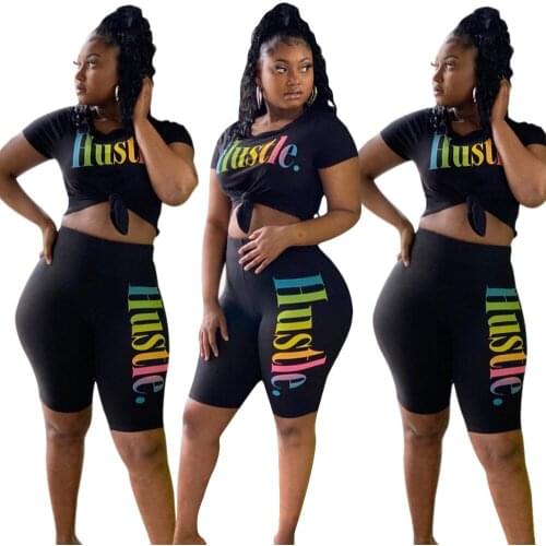 Womens casual two-piece suit summer fashion personality hot sale color home clothes shorts sports suit