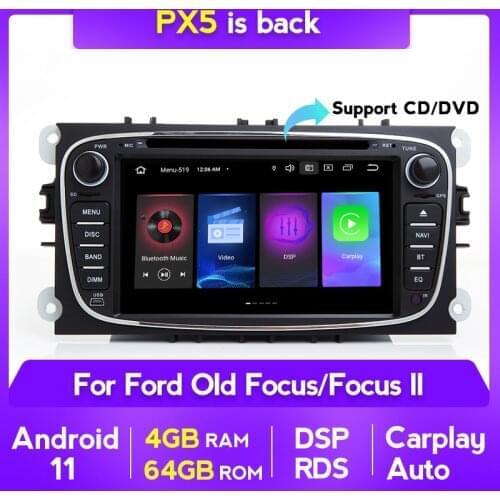 2 Din RDS Carplay Android 11 Car Radio Player GPS For Ford Focus II Mondeo 9 C-MAX Galaxy II Multimedia Video Player DSP 7" DVD