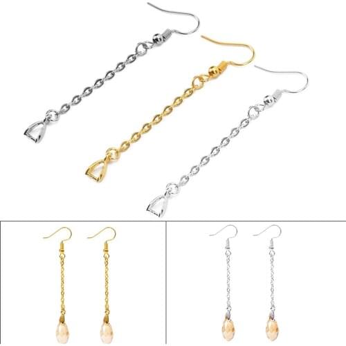20pcs Gold Silver Color Iron Earring Hooks Earings Wires With Charm Pendant Clip Clasp Connector For Diy Jewelry Findings Making