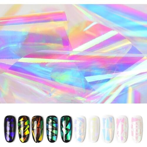 20cm Irregular Symphony Explosion Patterns Broken Glass Nail Stickers Aurora Platen Paper Mirror Glass Paper Paper