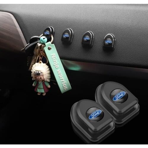 4Pcs ABS Mini Self Adhesive Car Hooks Stickers Interior Accessories For Ford Focus Fiesta Ranger Mondeo Kuga Escape Ecosport
