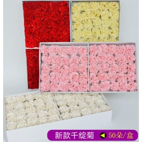 50pcs/box Carnation Soap Flower Head Big Flower Head Soap Flower Creative Gift Box Bouquet Single Mothers Day Gift Making