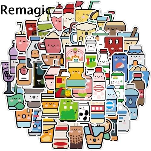 50pcs Cute Cartoon Drink Cups Anime Children Scrapbooking Stickers Waterproof PVC Skateboard Guitar Suitcase Funny Graffiti