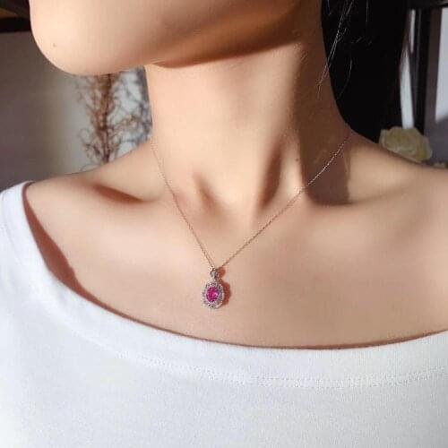 AEAW 18K White Gold 0.778ct sapphire Engagement Pendant Necklace 0.229ct Diamond Pendants Accessories Women Romantic Gift