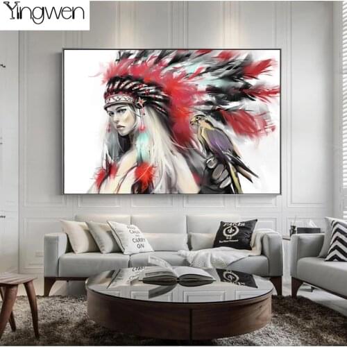 Watercolor Indian Girl Diamond Painting Cross Stitch Portrait Diamond Embroidery 5D DIY Mosaic Full Diamond Home Decoration Gift