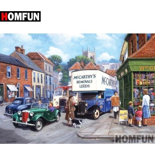 HOMFUN 5D DIY Diamond Painting Full Square/Round Drill "Town street" 3D Embroidery Cross Stitch gift Home Decor Gift A08208