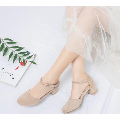Lolita shoes round head fairy sandals hollow thick with summer word buckle high heel student performance shoes