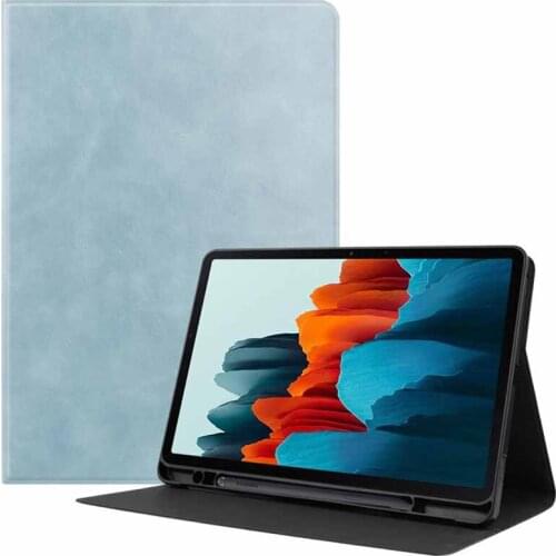 Vintage Stand Case Pen Slot for Samsung Galaxy Tab S7 2020 SM-T870 SM-T875 11 inch Soft Shockproof Cover PU Leather Protector