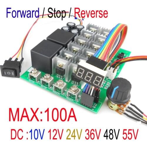 Digital display Percentage of speed 5500W High Power 100A DC Motor Controller 12V24V36V48V55V Motor Drive pwm bldc motor
