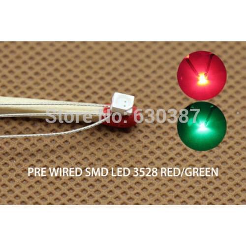 DT3528RG 20pcs Pre-soldered litz wired leads Bi-color RED/GREEN SMD Led 3528 NEW