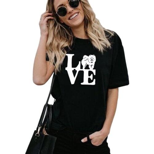 Funny I Love Chow Chow print cotton t shirts for women dog lover girlfriend Graphic Tees summer casual Female Tops drop ship