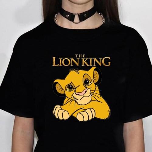 Kawaii Simba Hakuna Matata Funny Cartoon T Shirt Women Cute The Lion King Tshirt Anime Roi Lion T-shirt Graphic Top Tees Fenale