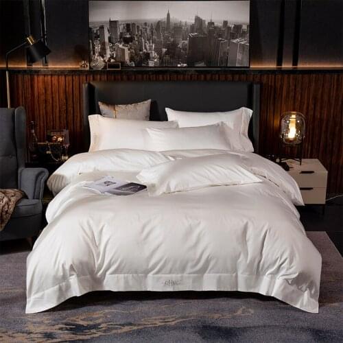 White Grey Hotel Quality Silky Soft Egyptian Cotton Bedding set Queen King Size 4Pcs(1 Duvet Cover 1Bed Sheet Pillow Shams)